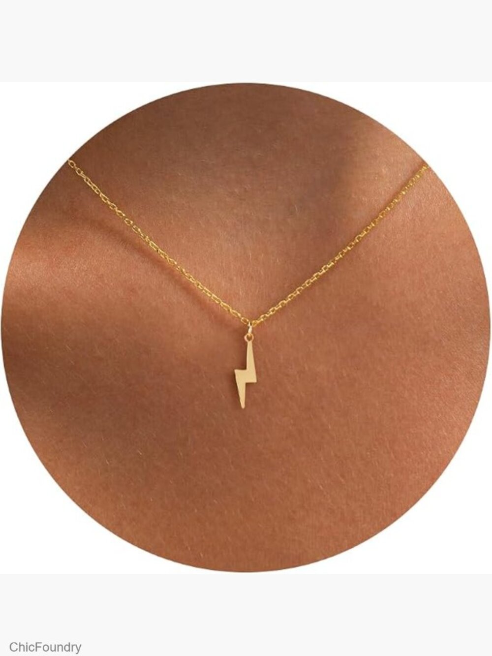 14k Gold Plated Lightning Bolt Pendant Necklace for Women